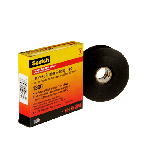 Mayer-DDS-Scotch® Linerless Rubber Splicing Tape 130C, 1 in x 30 ft, Black, 1 roll/carton, 24 rolls/Case-2