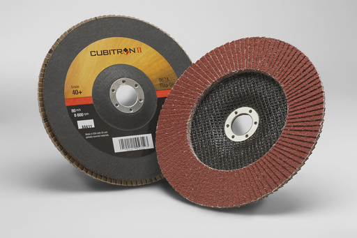 3Mâ„¢ Cubitronâ„¢ II Flap Disc 967A, 40+, T27, 7 in x 7/8 in, 5 ea/Case
