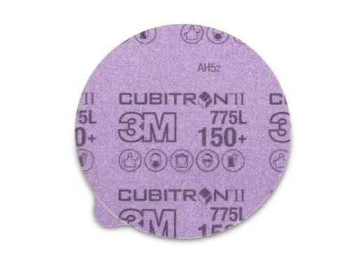 3M™ Cubitron™ II Stikit™ Film Disc 775L, 150+, 6 in x NH, Linered w/Tab, Die 600Z, 50/Carton, 250 ea/Case