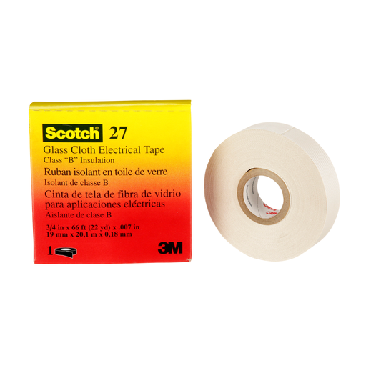 3Mâ„¢ Glass Cloth Electrical Tape 27, 3/4 in x 66 ft, 50 Rolls/Case