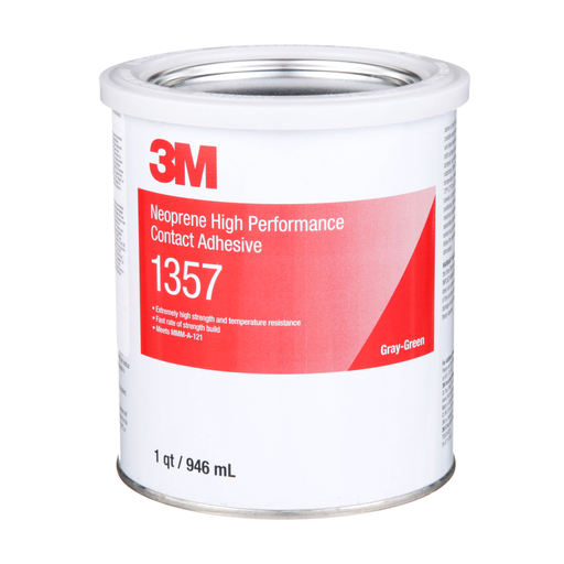 3M™ Neoprene High Performance Contact Adhesive 1357, Gray-Green, 1 Quart, 12 Can/Case
