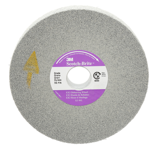 Scotch-Brite™ EX3 Deburring Wheel, X3-WL, 9S Fine, 6 in x 1 in x 1 in, 3 ea/Case