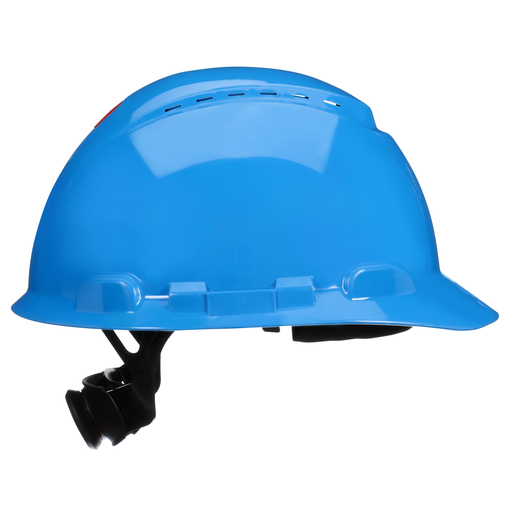 3Mâ„¢ SecureFitâ„¢ Hard Hat H-703SFV-UV, Blue, Vented, 4-Point Pressure Diffusion Ratchet Suspension, with UVicator, 20 ea/Case