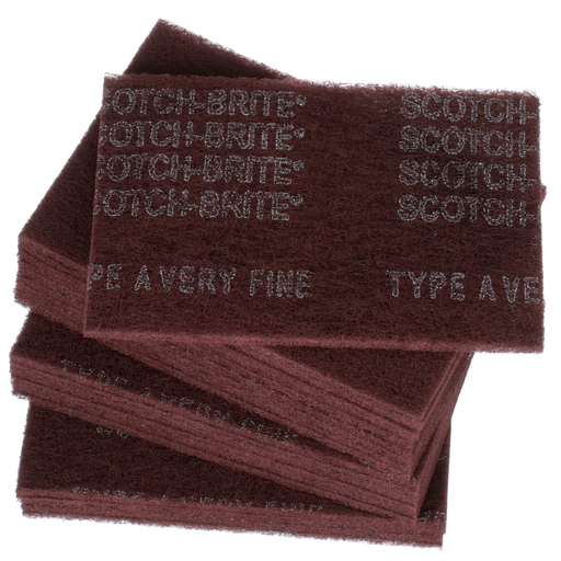 Scotch-Brite™ Hand Pad 7447, HP-HP, A/O Very Fine, Maroon, 6 in x 9 in, 20/Inner, 60 ea/Case