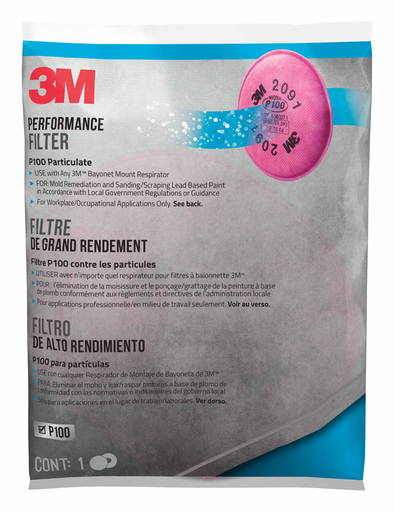 3M™ Performance Filter P100 Particulate, 2091P1-C, 1 pair/pack, 30 packs/case
