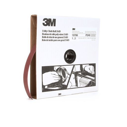 3M™ Utility Cloth Roll 314D, P240 J-weight, 1 in x 50 yd, 5 ea/Case