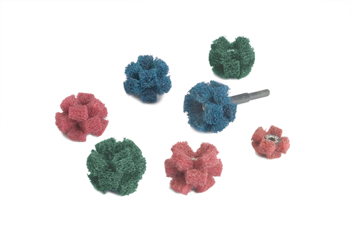 Standard Abrasives™ Buff and Blend Cross Buff GP, 725000, SiC VFN, 1-1/2 in x 1/2 in x 2 Ply x 8-32, 50/Carton, 500 ea/Case