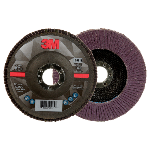3Mâ„¢ Flap Disc 769F, 80+, T27, 5 in x 7/8 in, 10 ea/Case
