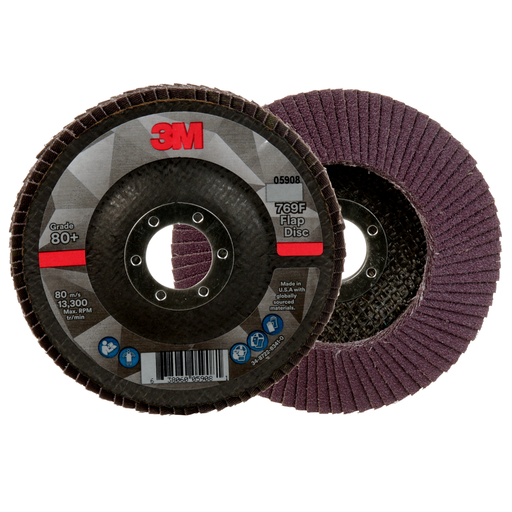3M™ Flap Disc 769F, 80+, T29, 4-1/2 in x 7/8 in, 10 ea/Case