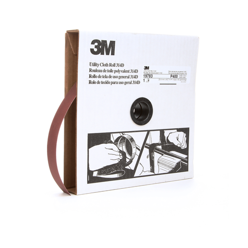3Mâ„¢ Utility Cloth Roll 314D, P400 J-weight, 1 in x 50 yd, 5 ea/Case