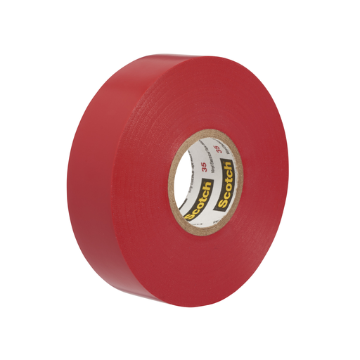 Scotch® Vinyl Color Coding Electrical Tape 35, 1/2 in x 20 ft, Red, 10 rolls/carton, 100 rolls/Case