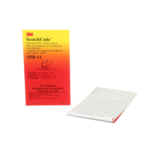 Mayer-DDS-3M™ ScotchCode™ Pre-Printed Wire Marker Book SPB-04, black print on a white background highlights the characters, 5/Bag-1