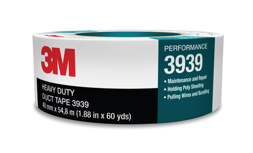 3M™ Heavy Duty Duct Tape 3939, Silver, 48 mm x 54.8 m, 9.0 mil, 24 Roll/Case, Individually Wrapped Conveniently Packaged