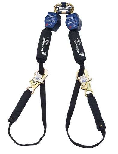 3M™ DBI-SALA® Nano-Lok™ Tie-Back Twin-Leg Personal Self-Retracting Lifeline 3101326, Kevlar® Fiber Web, 9 ft