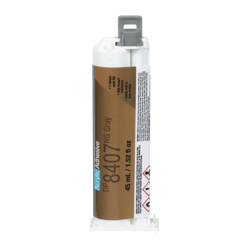 3M™ Scotch-Weld™ Metal Bonder Acrylic Adhesive DP8407NS, Gray, 45 mL Duo-Pak, 12/Case