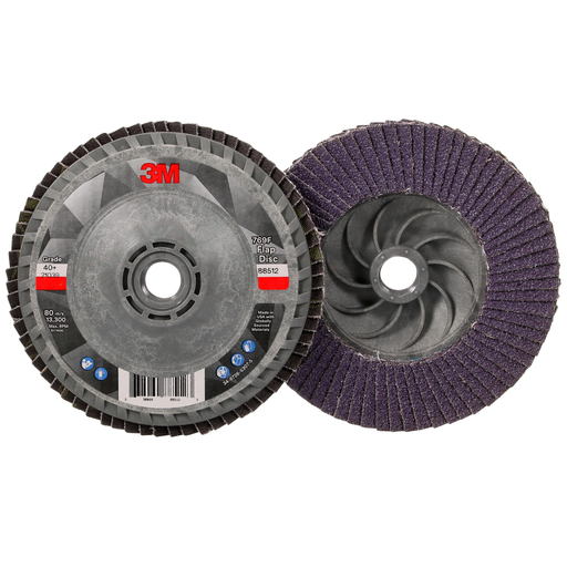 3Mâ„¢ Flap Disc 769F, 40+ YF-weight, T27 Quick Change, 4-1/2 in x 5/8 in-11, 10 ea/Case, Single Pack