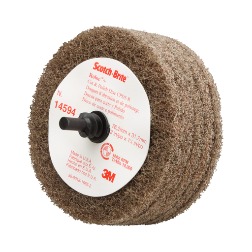 Scotch-Briteâ„¢ Rolocâ„¢+ Cut and Polish Disc D5, C5-ZR, A/O Medium, 3 in x 1-1/4 in, 10 ea/Case