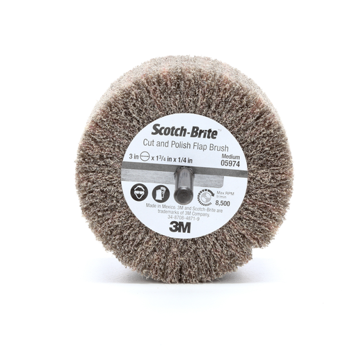 Scotch-Briteâ„¢ Cut and Polish Flap Brush, 3 in x 1-3/4 in x 1/4 in A MED, 10 ea/Case