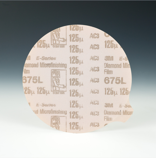 3M™ Diamond Microfinishing Film PSA Disc 675L, 125 Mic 6MIL, Orange, 4 in x NH, Die 400BB