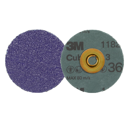 3Mâ„¢ Cubitronâ„¢ 3 Rolocâ„¢ Fibre Disc 1182C, 36+, TSM, Purple, 3 in, Die RS300VM, 50/Carton, 200 ea/Case
