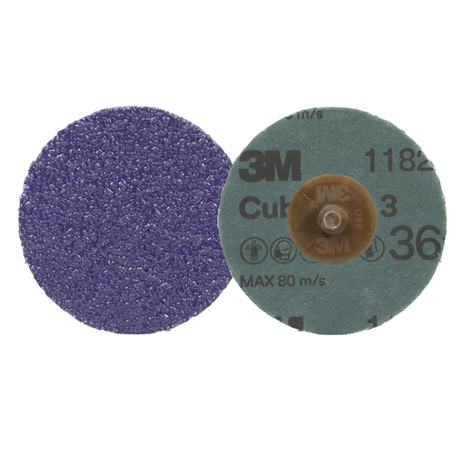 3Mâ„¢ Cubitronâ„¢ 3 Rolocâ„¢ Fibre Disc 1182C, 36+, TR, Purple, 3 in, Die R300V, 50/Carton, 200 ea/Case