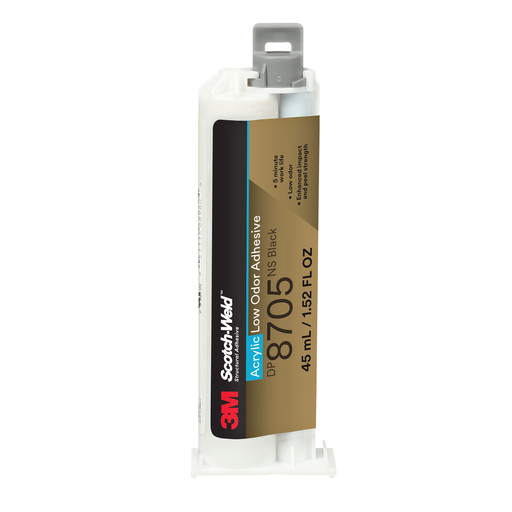 3M™ Scotch-Weld™ Low Odor Acrylic Adhesive DP8705NS, Black, 45 mL Duo-Pak, 12 Each/Case