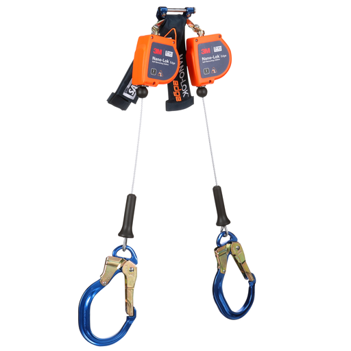 3M™ DBI-SALA® Nano-Lok™ Edge Twin-Leg Personal Self Retracting Lifeline 3500277 Cable, Aluminum Rebar Lock Hook 8 ft. Class 2 ANSI