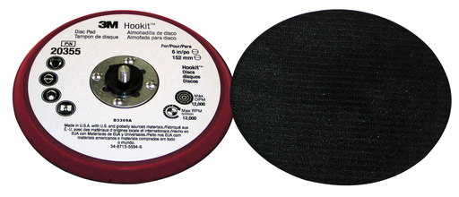 3M™ Hookit™ Low Profile Disc Pad 20355, 6 in x 3/8 in x 5/16-24 External, 10 ea/Case