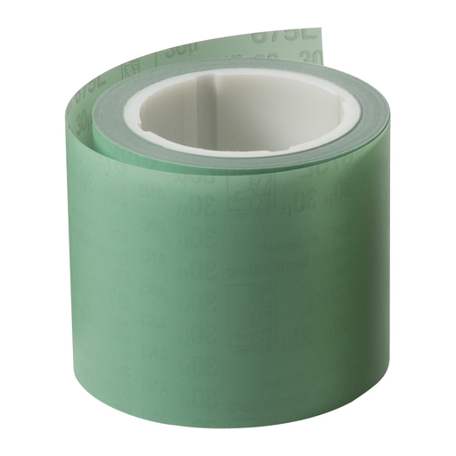 3M™ Diamond Microfinishing Film Roll 675L, 30 Mic 5MIL, Green, 4 in x 50 ft x 3 in (101.6mmx15.25m), Keyed Core, ASO, 60 in Leader