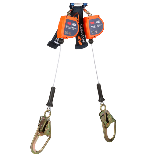 3M™ DBI-SALA® Nano-Lok™ Edge Twin-Leg Personal Self Retracting Lifeline 3500278, Cable, Steel Rebar Hook, 7.3 ft., Class 2, ANSI