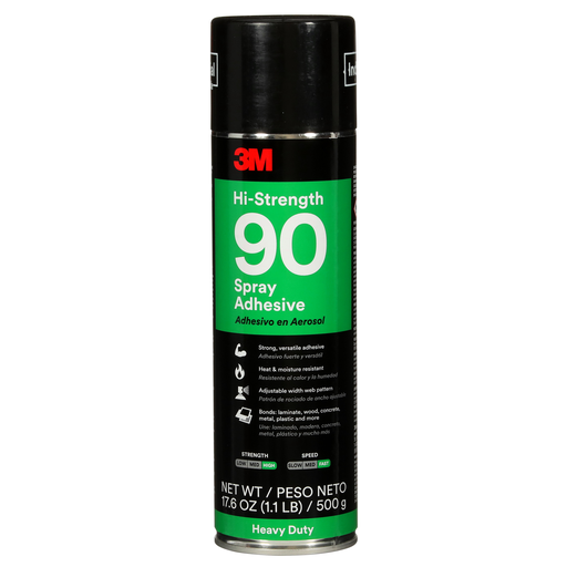3M™ Hi-Strength Spray Adhesive 90, Clear, 24 fl oz Can (Net Wt 17.6 oz), 12/Case, NOT FOR SALE IN CA AND OTHER STATES
