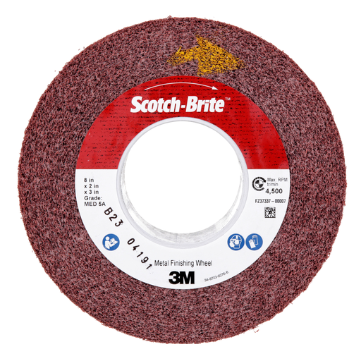 Scotch-Brite™ Metal Finishing Convolute Wheel, MF-WL, 5A Medium, 8 in x 2 in x 3 in, 2 ea/Case