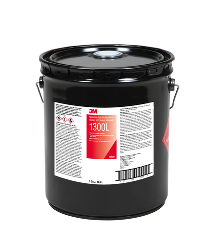 3Mâ„¢ Neoprene High Performance Rubber and Gasket Adhesive 1300L, Yellow, 5 Gallon Pour Spout (Pail), Drum