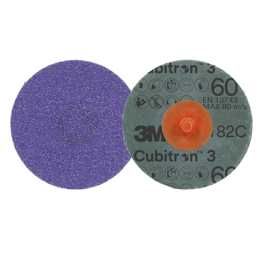 3M™ Cubitron™ 3 Roloc™ Fibre Disc 1182C, 60+, TR, Purple, 2 in, Die R200P, 50/Carton, 200 ea/Case