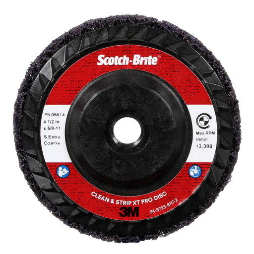 Scotch-Brite™ Clean and Strip XT Pro Disc, XO-DC, SiC Extra Coarse, Purple, 4-1/2 in x 5/8"-11, Type 27, 10 ea/Case, Single Pack