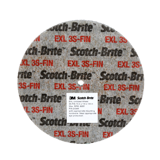 Scotch-Briteâ„¢ EXL Unitized Wheel, XL-UW, 3S Fine, 6 in x 1/8 in x 1/2 in, 8 ea/Case