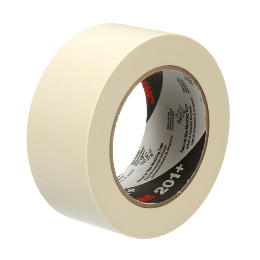 3M™ General Use Masking Tape 201+, Tan, 48 mm x 55 m, 4.4 mil, 24 Roll/Case