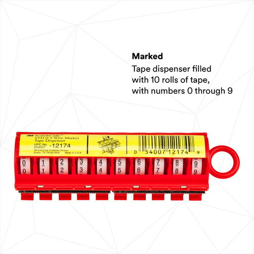 Mayer-DDS-3M™ ScotchCode™ Wire Marker Tape Dispenser with Tape STD-0-9, compact design for easy handling, 25/Case-2