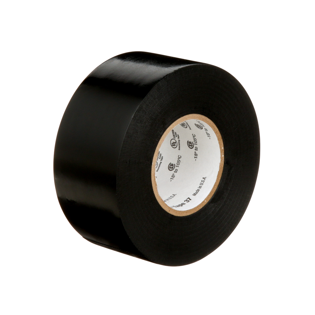 Mayer-DDS-3M™ Specification-Grade Vinyl Electrical Tape 37, 2 in x 66 ft, 1-1/2 in Core, Black, 1 roll/carton, 12 rolls/Case-1