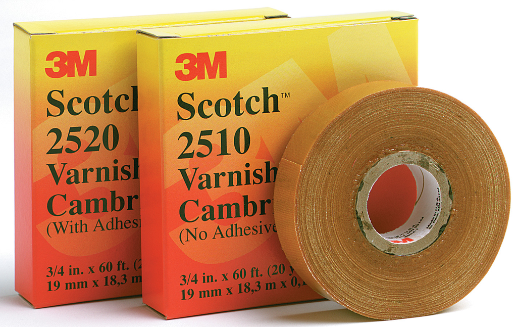 Mayer-DDS-Scotch® Varnished Cambric Tape 2510, 3/4 in x 36 yd, Yellow, 1 Roll/Carton, 48 rolls/Case-1