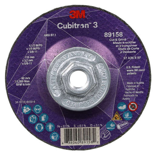 3M 7100313760 Cubitron Series Cut and Grind Wheel 4.5-inch Abrasive Performance Tool