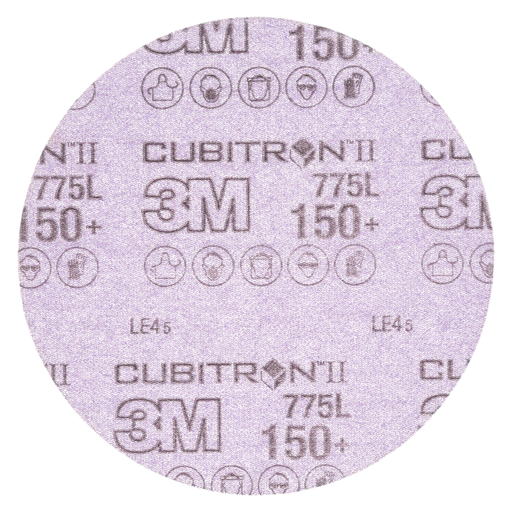 3M™ Cubitron™ II Hookit™ Film Disc 775L, 150+ 3MIL, 5 in x NH, Die 500X, 50/Carton, 250 ea/Case