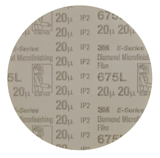 3M™ Diamond Microfinishing Film PSA Disc 675L, 20 Mic 5MIL, Beige, 4 in x NH, Die 400BB