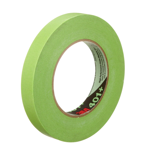 3M™ High Performance Green Masking Tape 401+, 18 mm x 55 m, 48 Roll Roll/Case