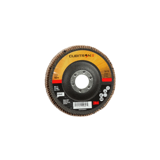 3M™ Cubitron™ II Flap Disc 967A, 60+, T29, 4-1/2 in x 7/8 in, Giant, 10 ea/Case