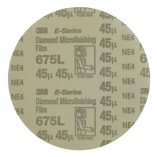 3M™ Diamond Microfinishing Film PSA Disc 675L, 45 Mic 5MIL, Gray, 4 in x NH, Die 400BB