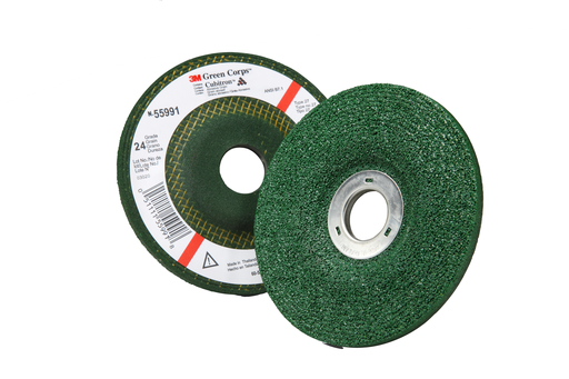 3M™ Green Corps™ Depressed Center Grinding Wheel, 24 4-1/2 in x 1/4 in x 7/8 in, 10/Carton, 40 ea/Case