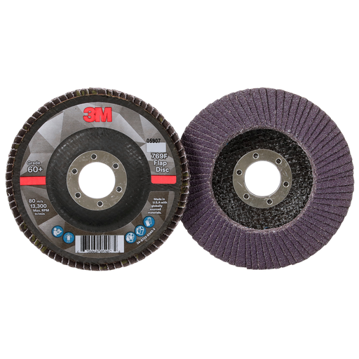 3M™ Flap Disc 769F, 60+, T29, 4-1/2 in x 7/8 in, 10 ea/Case