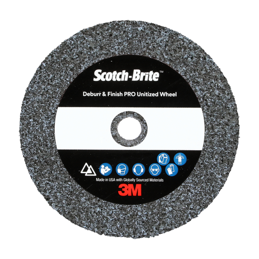 Scotch-Brite™ Deburr & Finish PRO Unitized Wheel, DP-UW, 6C Medium+, 1 in x 1 in x 3/16 in, 50 ea/Case