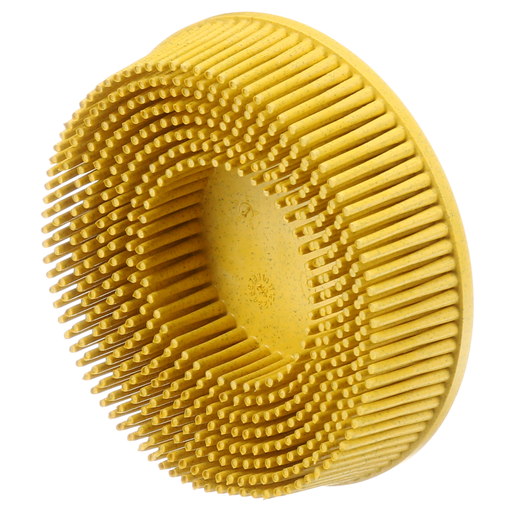 Scotch-Brite™ Roloc™ Bristle Disc, RD-ZB, 80, TR, Yellow, 3 in x 5/8 in, Tapered, 10/Carton, 40 ea/Case